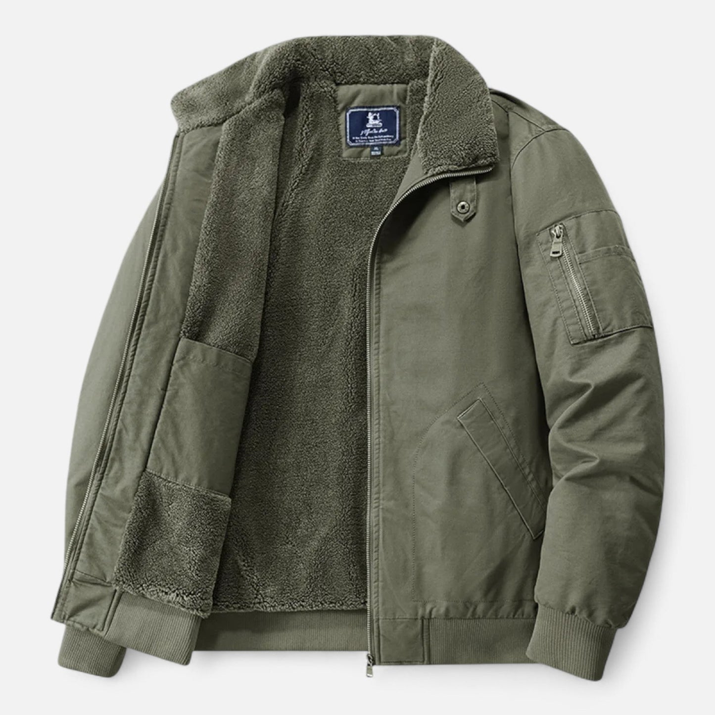 Herren Fleecejacke Baumwolle Reißverschluss Schwarz - Eveloria
