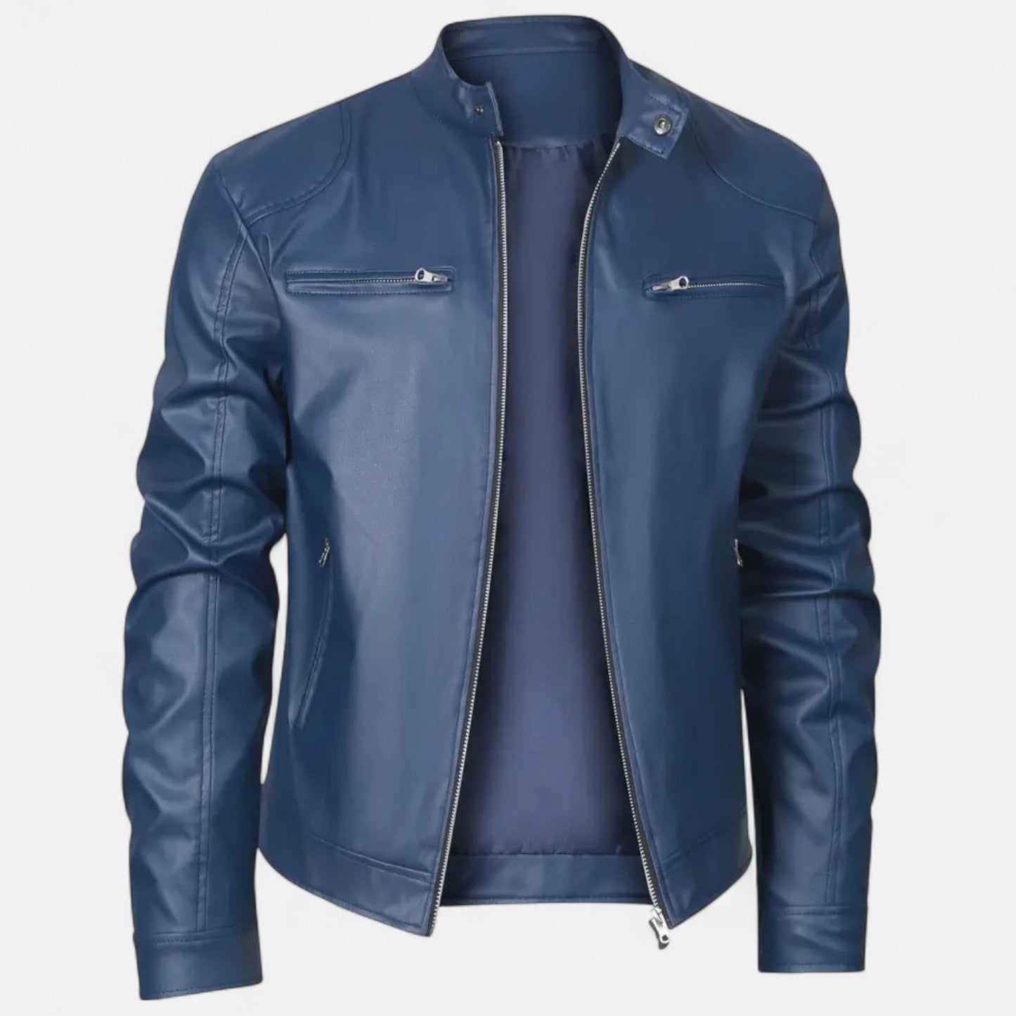 Hendrik Herren Lederjacke Biker Style Reißverschluss