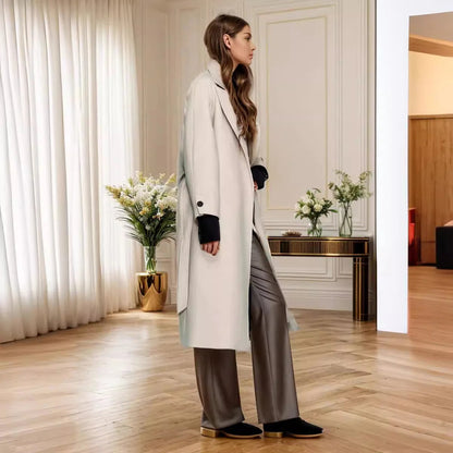 Inderra Damen Trenchcoat Midi-Länge Baumwolle Mit Bindegürtel