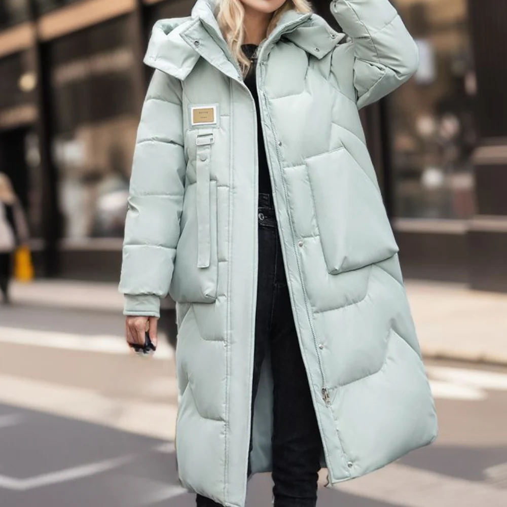 Damen Winter Trenchcoat Lang Gepolstert