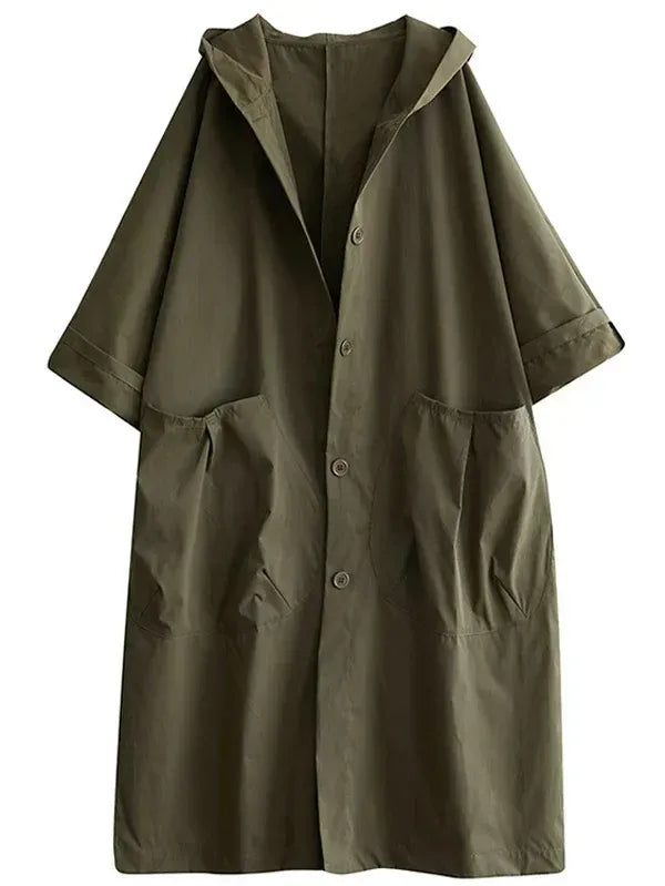 Eveloria Damen Trenchcoat Übergröße Wasserabweisend mit Kapuze und