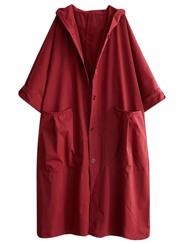 Eveloria Damen Trenchcoat Übergröße Wasserabweisend mit Kapuze und