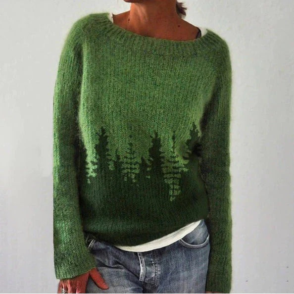 Eveloria Damen Pullover Langarm aus Wolle mit geometrischem Muster
