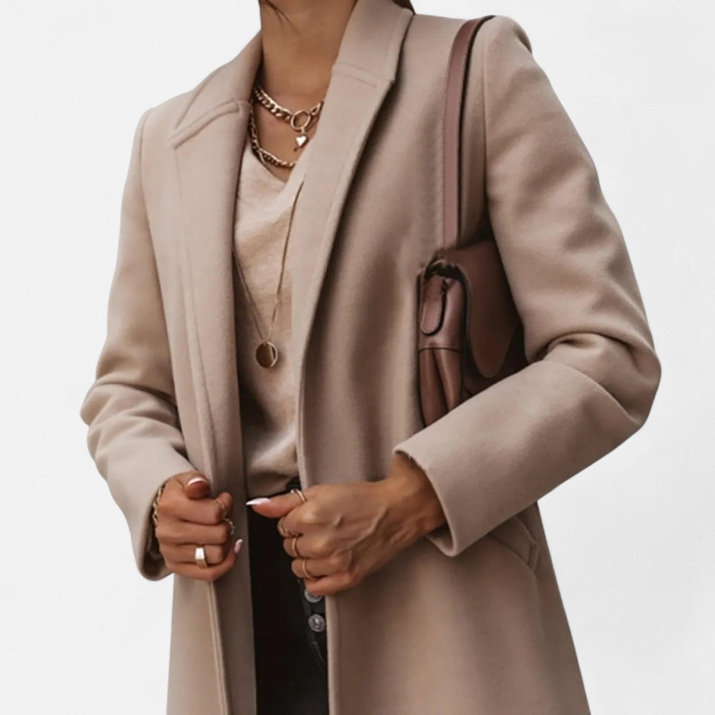 Damen Wintermantel Eleganter Langmantel Einfarbig