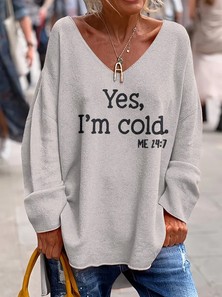 Eveloria Damen Pullover Weiches Strick Oversized V-Ausschnitt Lässig
