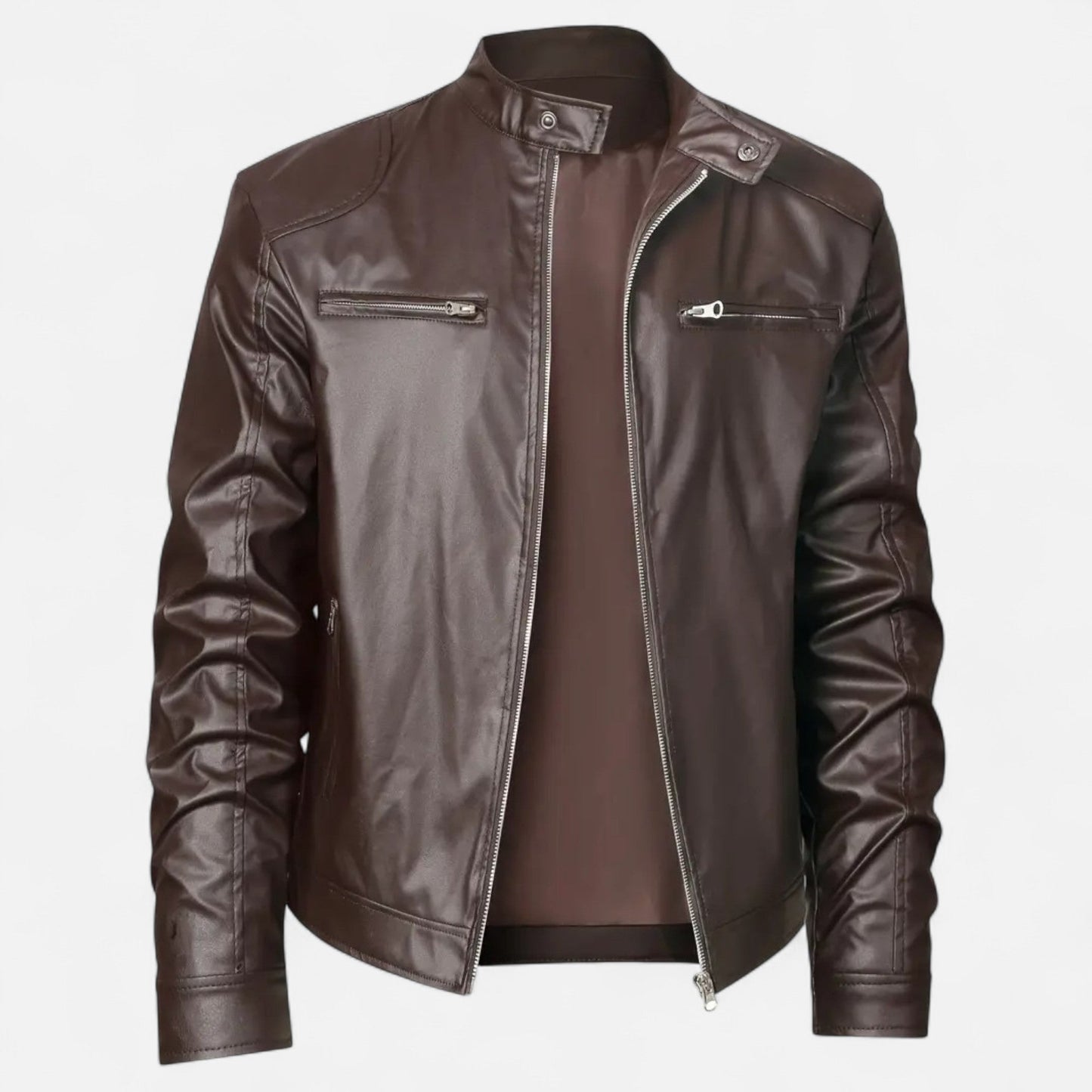 Hendrik Herren Lederjacke Biker Style Reißverschluss