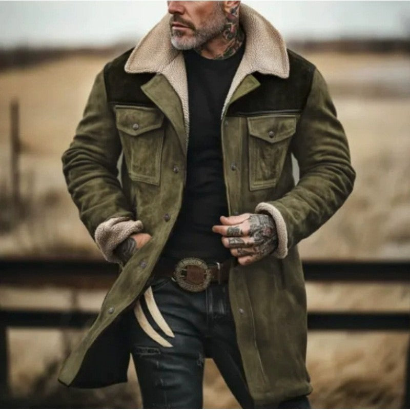 Vincenzo Herren Mantel Relaxed Fit Plüschkragen
