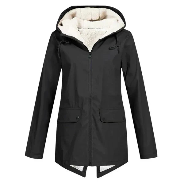 Eveloria Damen Trenchcoat Fleecegefüttert Wasserdicht Mittellang