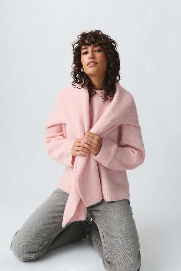 Eveloria Damen Pullover Oversized Wolllook Mittellang