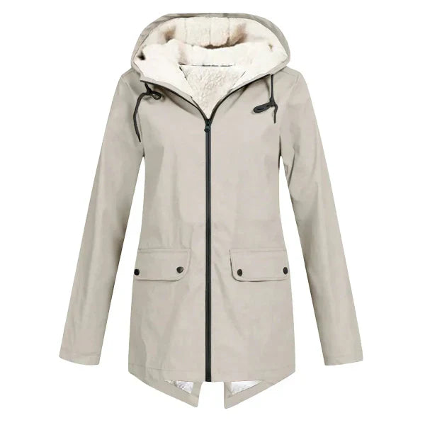 Eveloria Damen Trenchcoat Fleecegefüttert Wasserdicht Mittellang