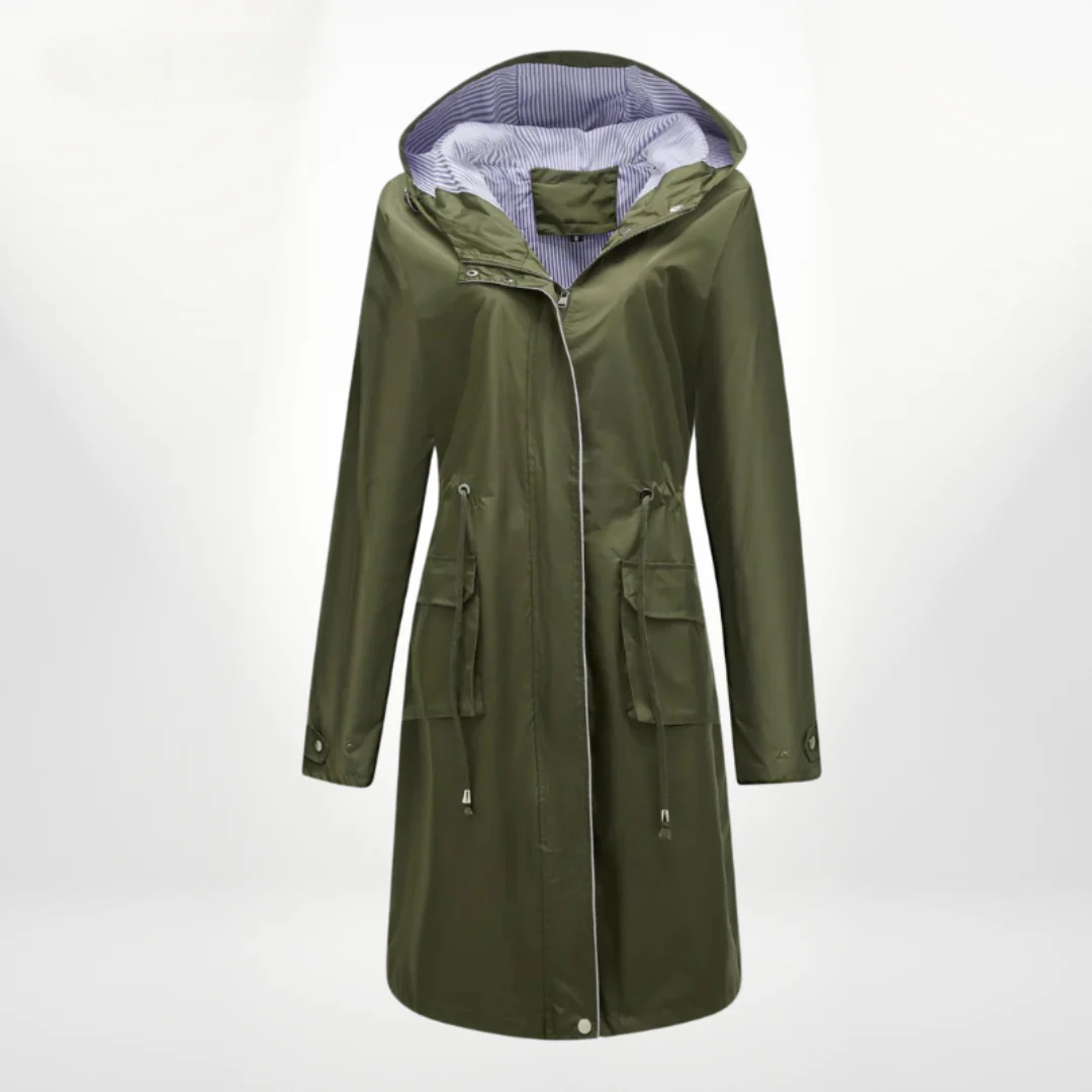 Eveloria Damen Trenchcoat Slim Fit Wasserabweisend Mit Kapuze