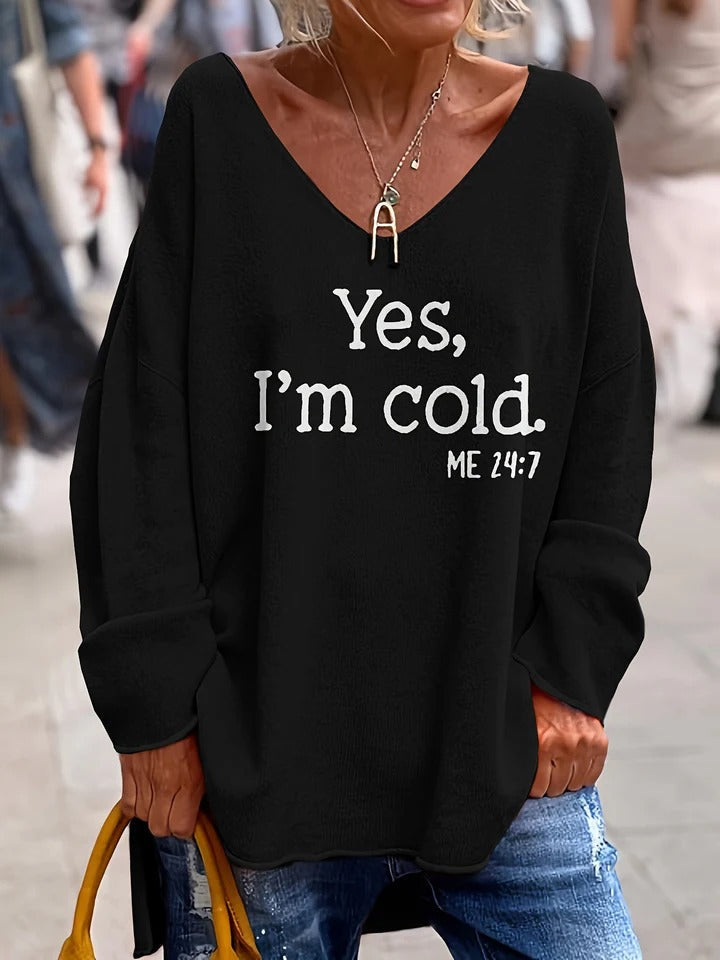 Eveloria Damen Pullover Weiches Strick Oversized V-Ausschnitt Lässig