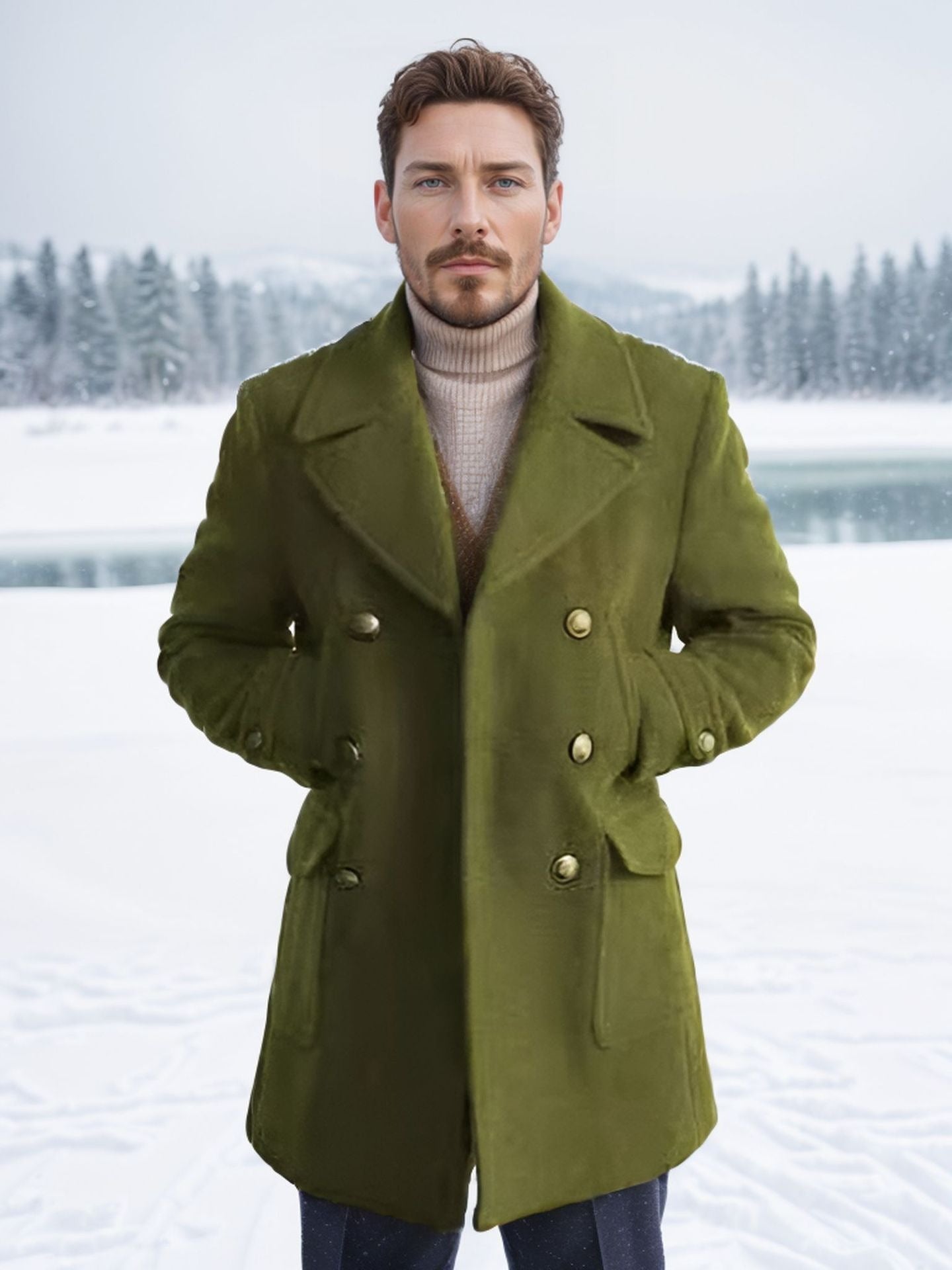 Herren Trenchcoat Slim Fit Doppelreihig