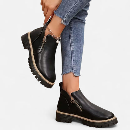 Damen Stiefeletten Robuste Sohle Reißverschluss