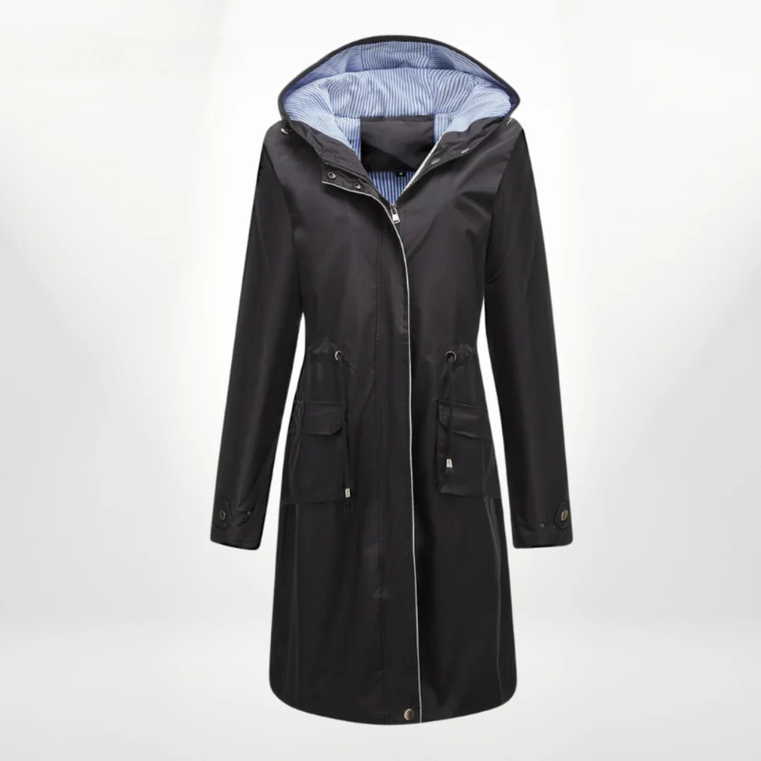 Eveloria Damen Trenchcoat Slim Fit Wasserabweisend Mit Kapuze