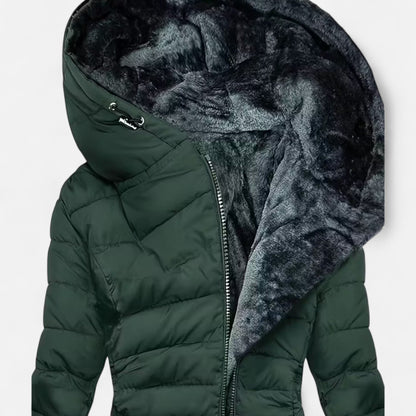 Damen Fleecejacke Slim Fit Kapuze Reißverschluss