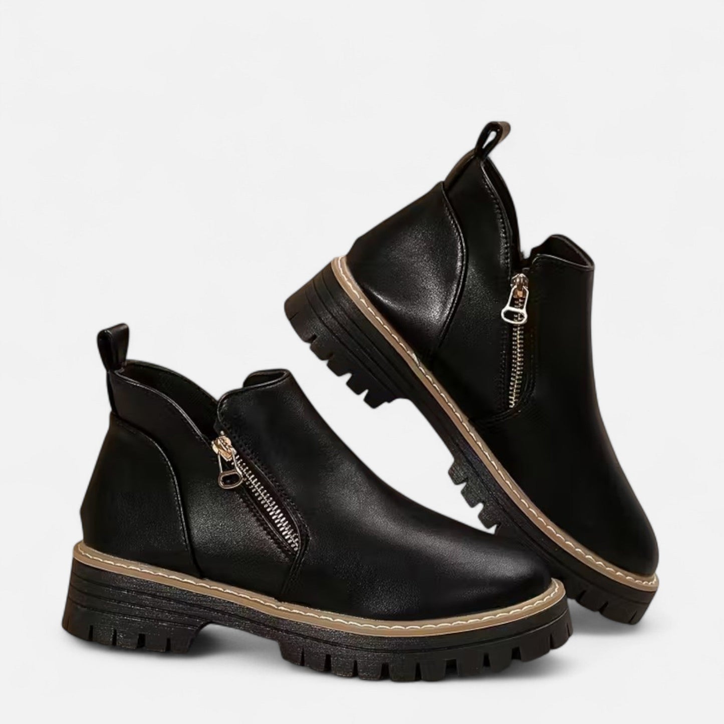 Damen Stiefeletten Robuste Sohle Reißverschluss