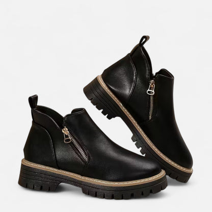 Damen Stiefeletten Robuste Sohle Reißverschluss