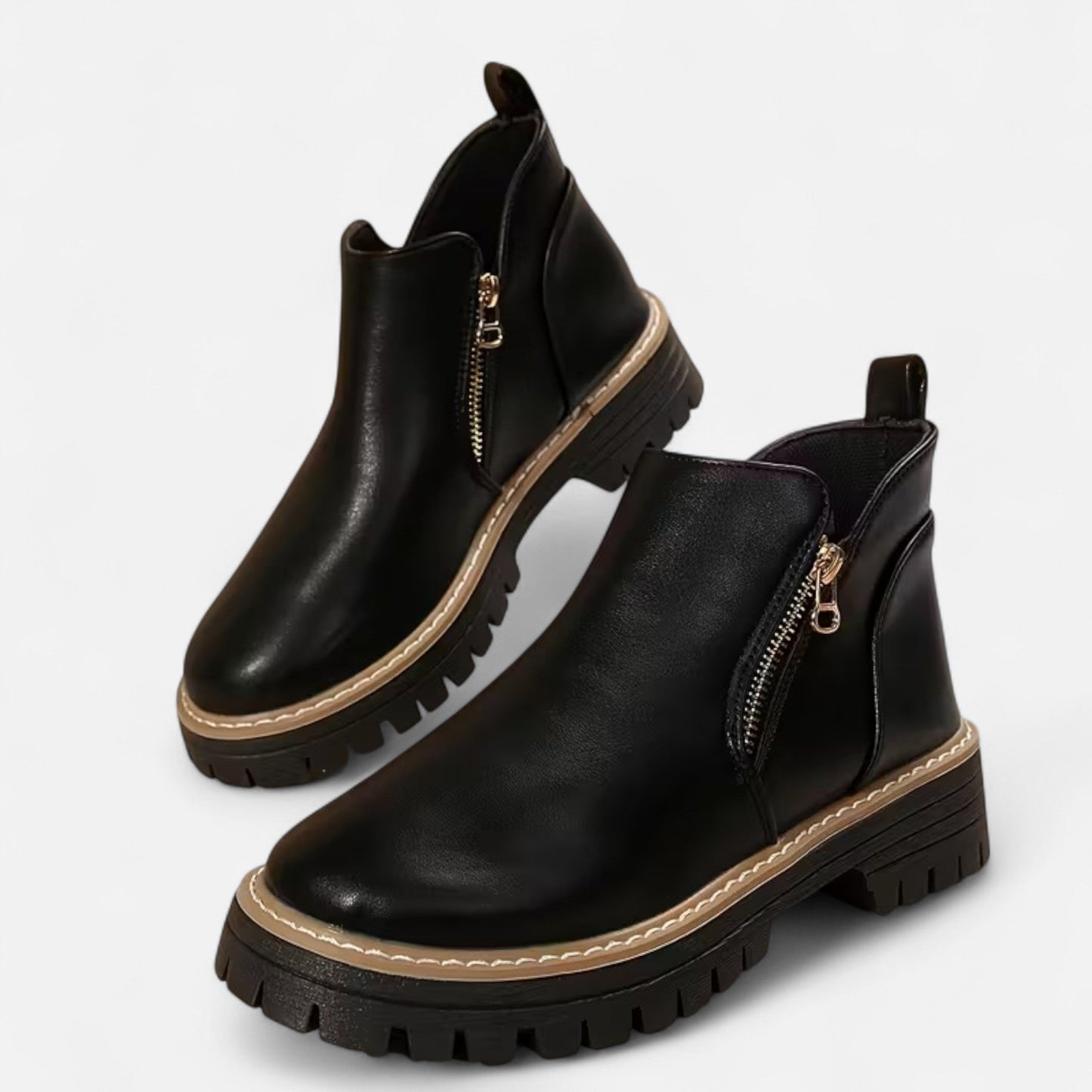 Damen Stiefeletten Robuste Sohle Reißverschluss