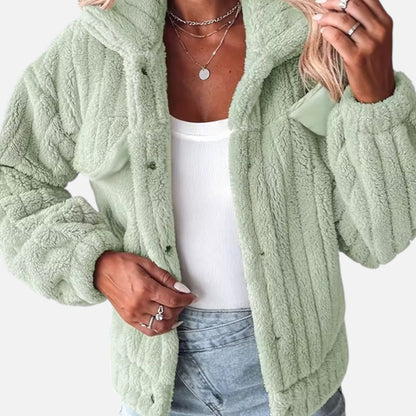 Damen Plüschjacke Dicke Warm Reverskragen
