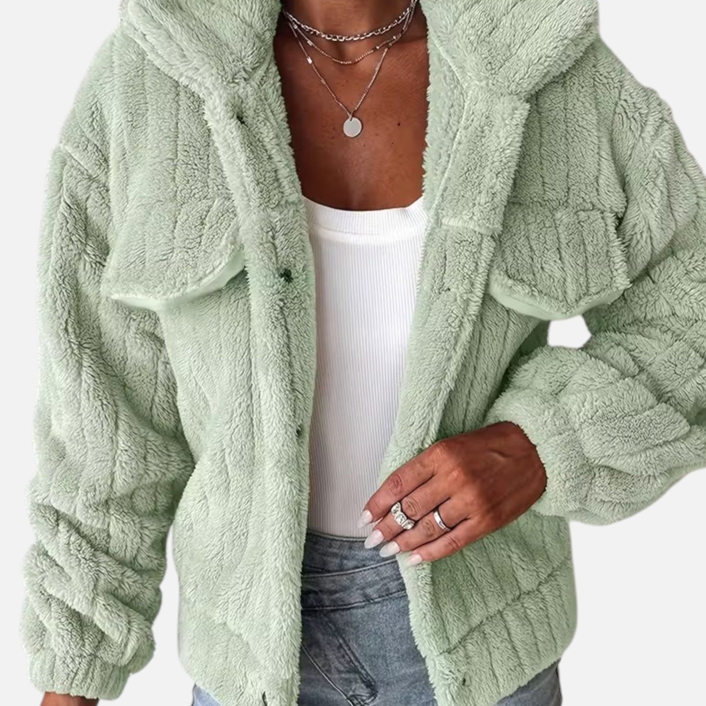Damen Plüschjacke Dicke Warm Reverskragen