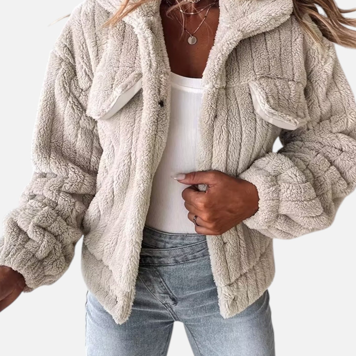 Damen Plüschjacke Dicke Warm Reverskragen