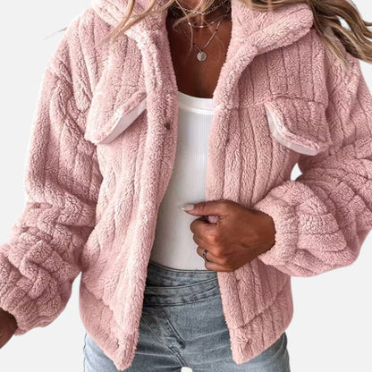 Damen Plüschjacke Dicke Warm Reverskragen