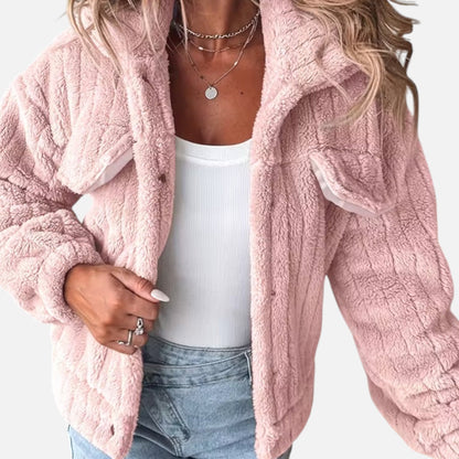 Damen Plüschjacke Dicke Warm Reverskragen