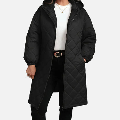 Damen Steppjacke mit Kapuze Lang