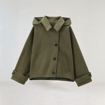 Damen Leichte Regenjacke Wasserfest Knopfleiste Blau