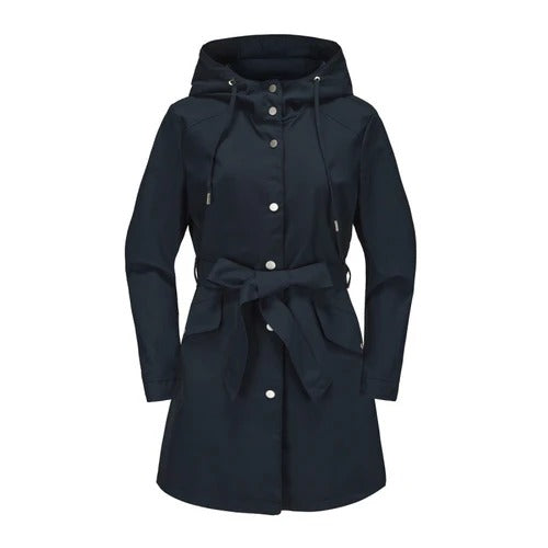 Damen Trenchcoat Lockere Passform Wasserabweisend Mit Kapuze