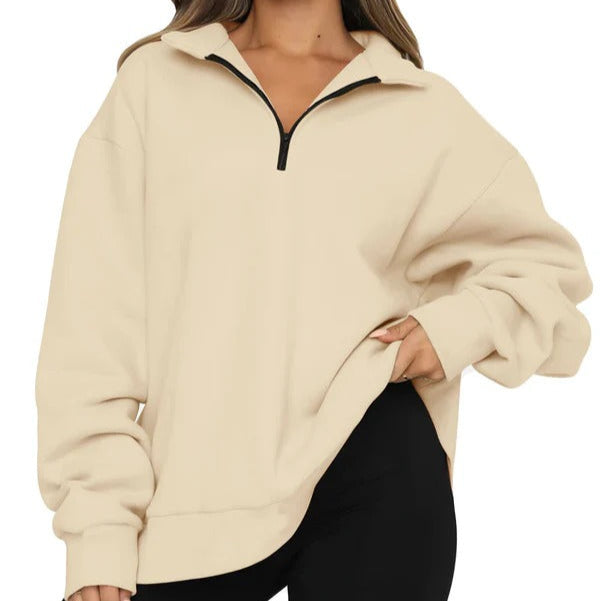Eveloria Damen Oversized Sweatshirt Baumwolle Hoher Kragen