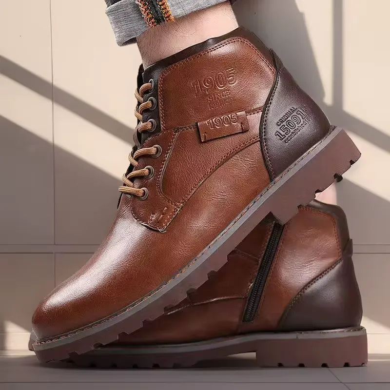 Herren Stiefel Ankle Boots Leder Reißverschluss