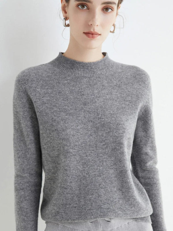 Eveloria Damen Pullover Sweatshirt Wollmischung Lange Ärmel Rippkragen