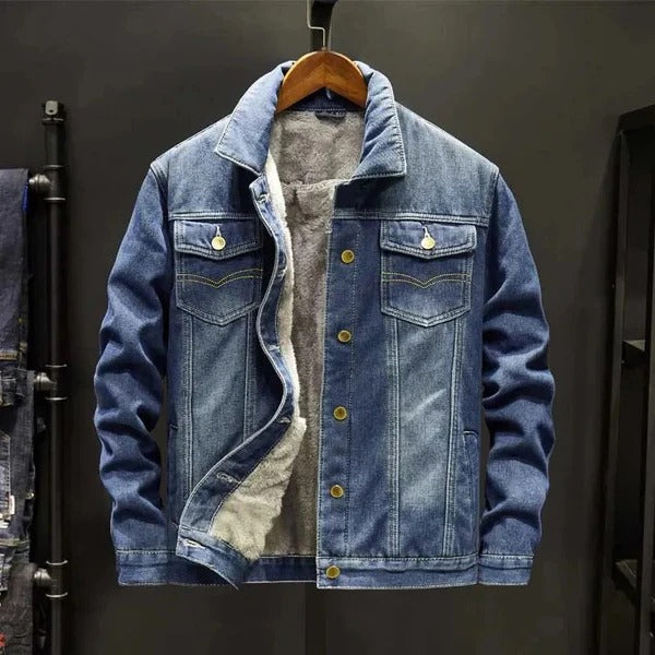 Herren Denim Truckerjacke Fleece Innenfutter Relaxed Fit