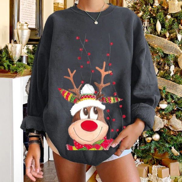Eveloria Damen Pullover Sweatshirt Weiches Strick Rentier