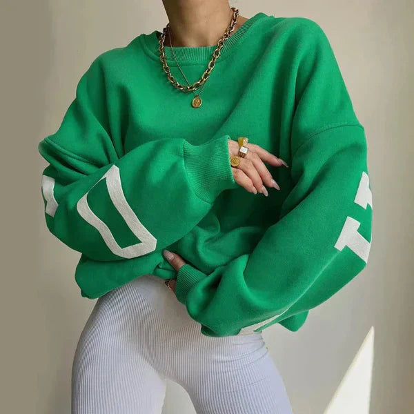 Damen Oversized Sweatshirt Baumwollmischung Gefallene Schultern - Eveloria