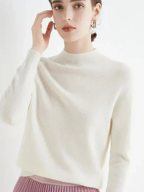 Eveloria Damen Pullover Sweatshirt Wollmischung Lange Ärmel Rippkragen