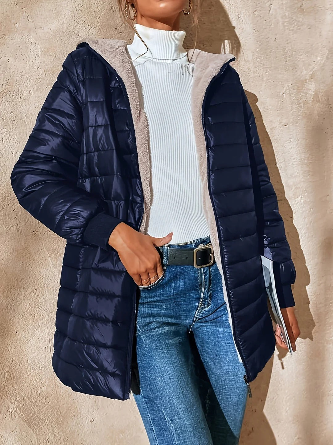 Damen Steppjacke Fleece Relaxed Fit