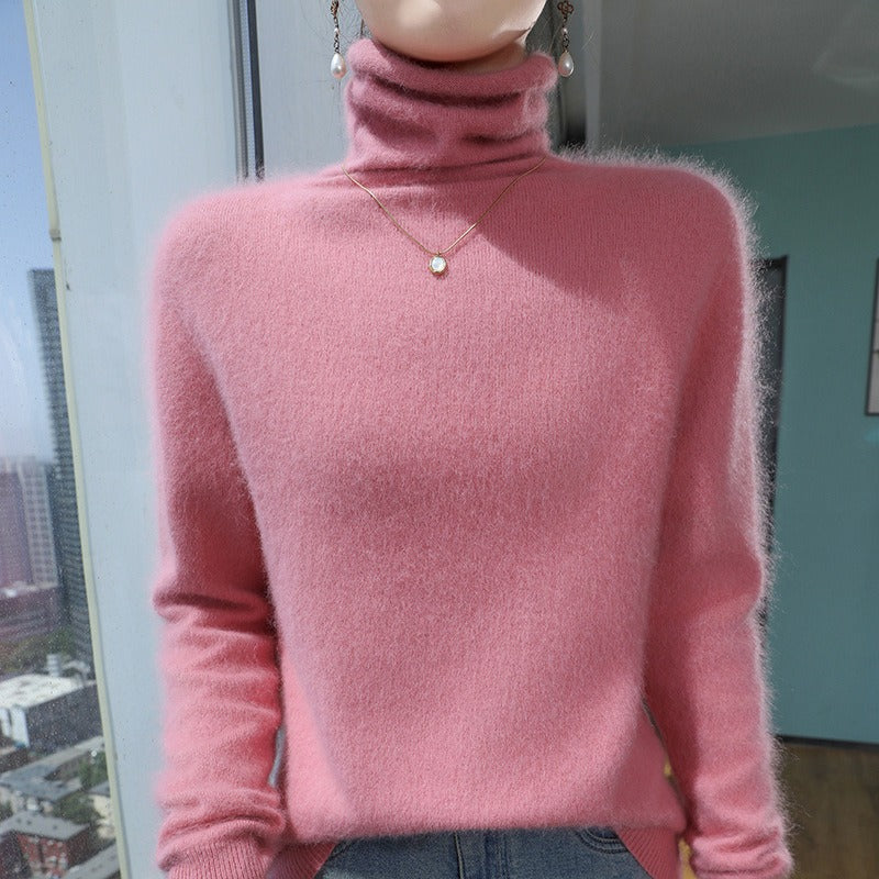 Damen Rollkragenpullover Wollmischung Lässig Fleecekragen
