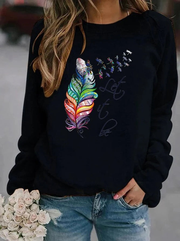 Eveloria Damen Pullover Relaxed Fit Baumwolle Langarm