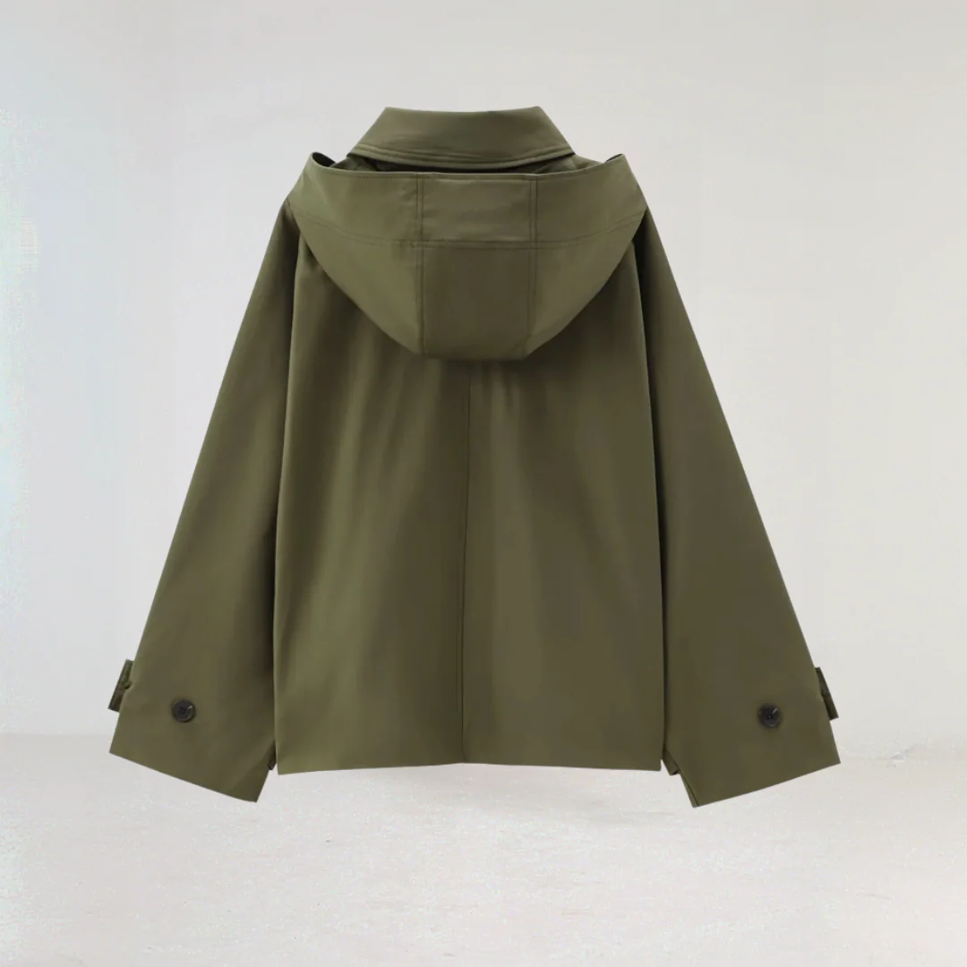 Damen Leichte Regenjacke Wasserfest Knopfleiste Blau