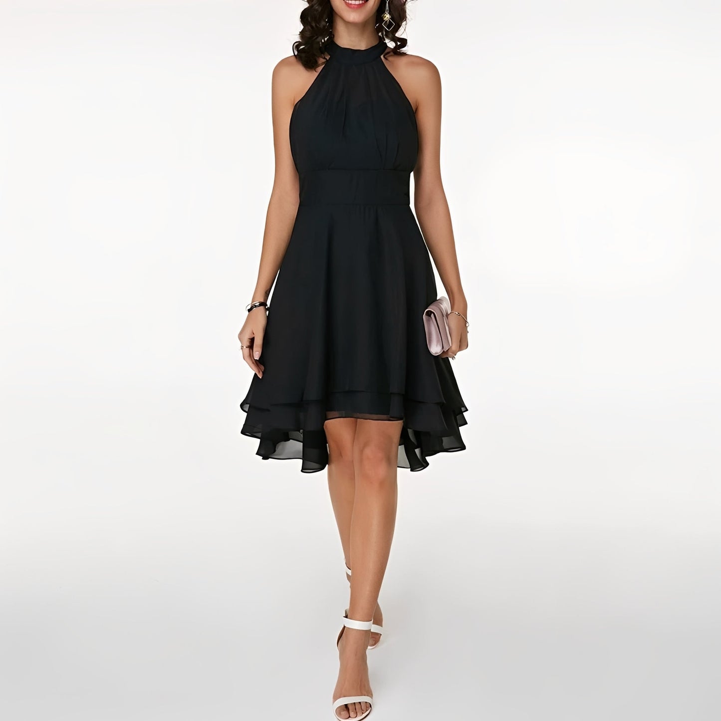 Damen Neckholder Mini-Kleid Elegantes Feierkleid