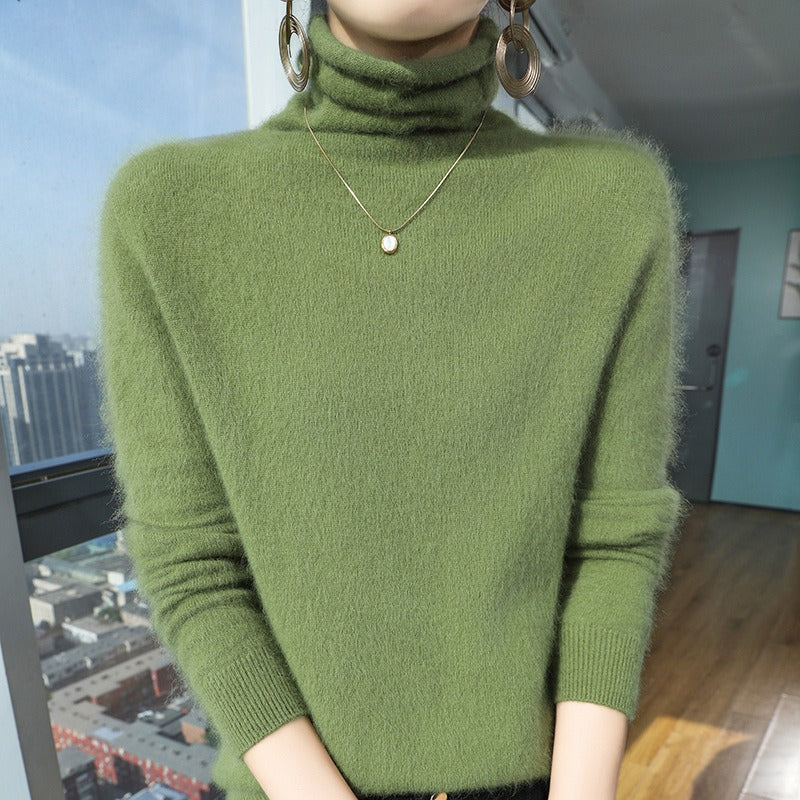 Damen Rollkragenpullover Wollmischung Lässig Fleecekragen