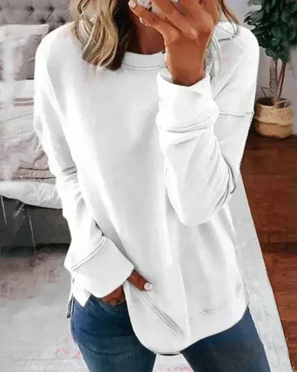 Eveloria Damen Sweatshirt Weicher Baumwollmix Rundhalsausschnitt