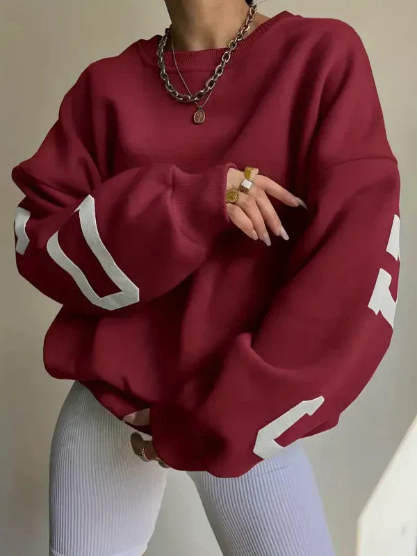 Damen Oversized Sweatshirt Baumwollmischung Gefallene Schultern