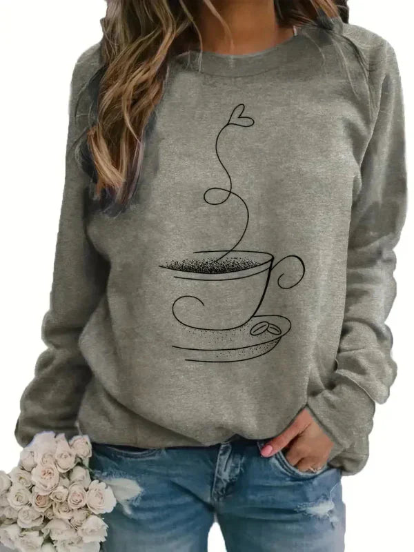 Eveloria Damen Sweatshirt Baumwollmix Rundhalsausschnitt