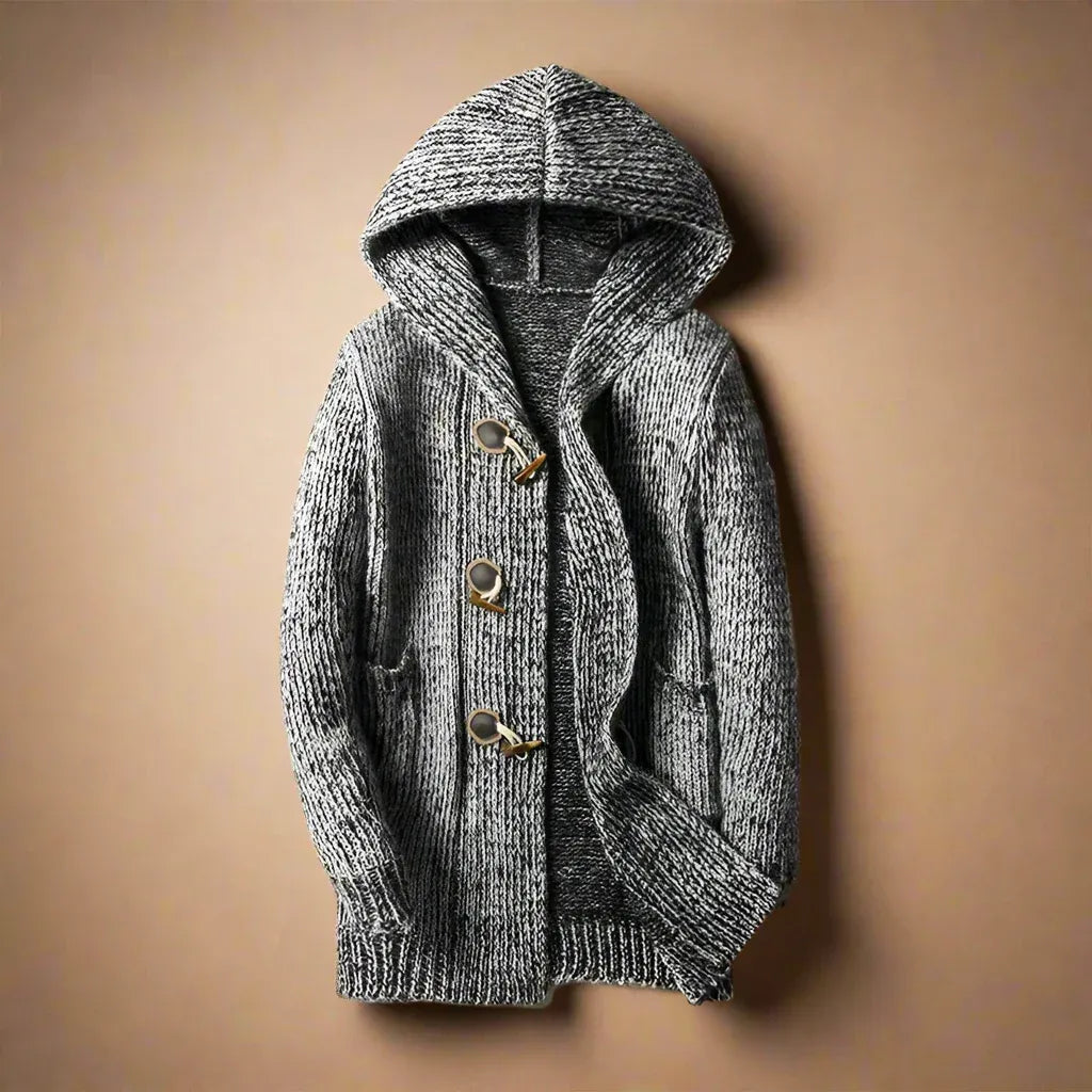 Herren Strickcardigan Kapuze Regular Fit Knebelknöpfe - Eveloria