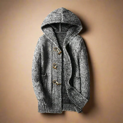Herren Strickcardigan Kapuze Regular Fit Knebelknöpfe - Eveloria