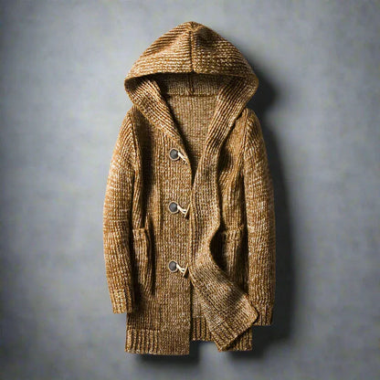Herren Strickcardigan Kapuze Regular Fit Knebelknöpfe